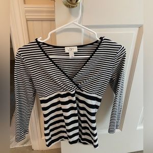 LOFT ann taylor black and white striped long sleeve top